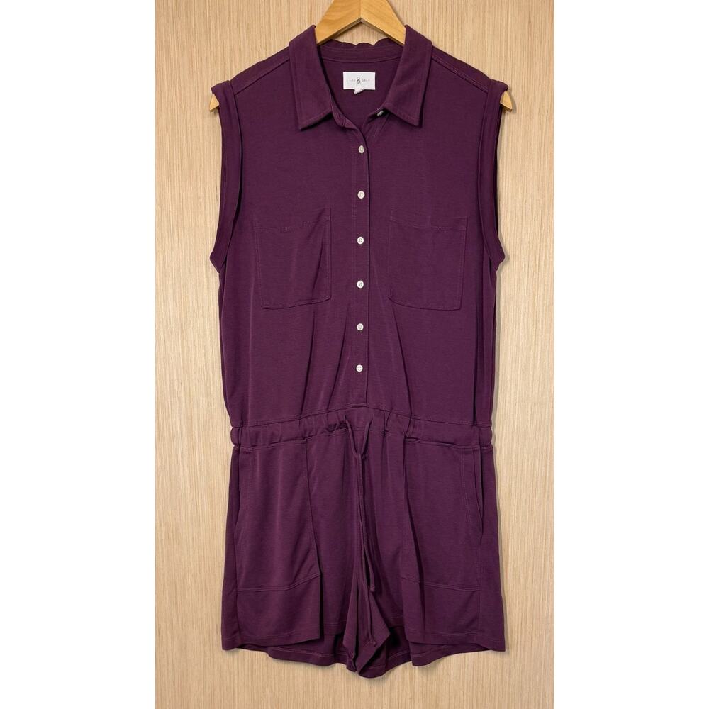 Lou & Grey Modal Blend Romper Womens Large Stretch Drawstring Minimalist Comfy - Picture 2 of 13
